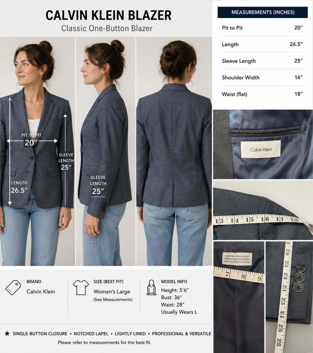 Calvin Klein Women's Classic One-Button Notched Lapel Blazer